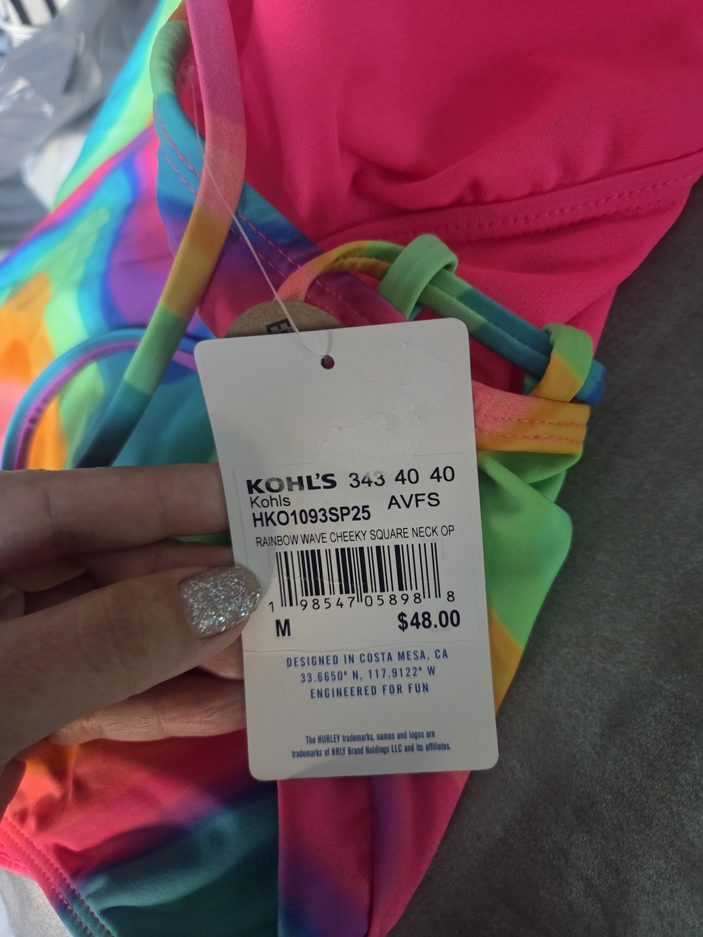 Hurley Bright Rainbow Strappy Bikini Top - Picture 6 of 6